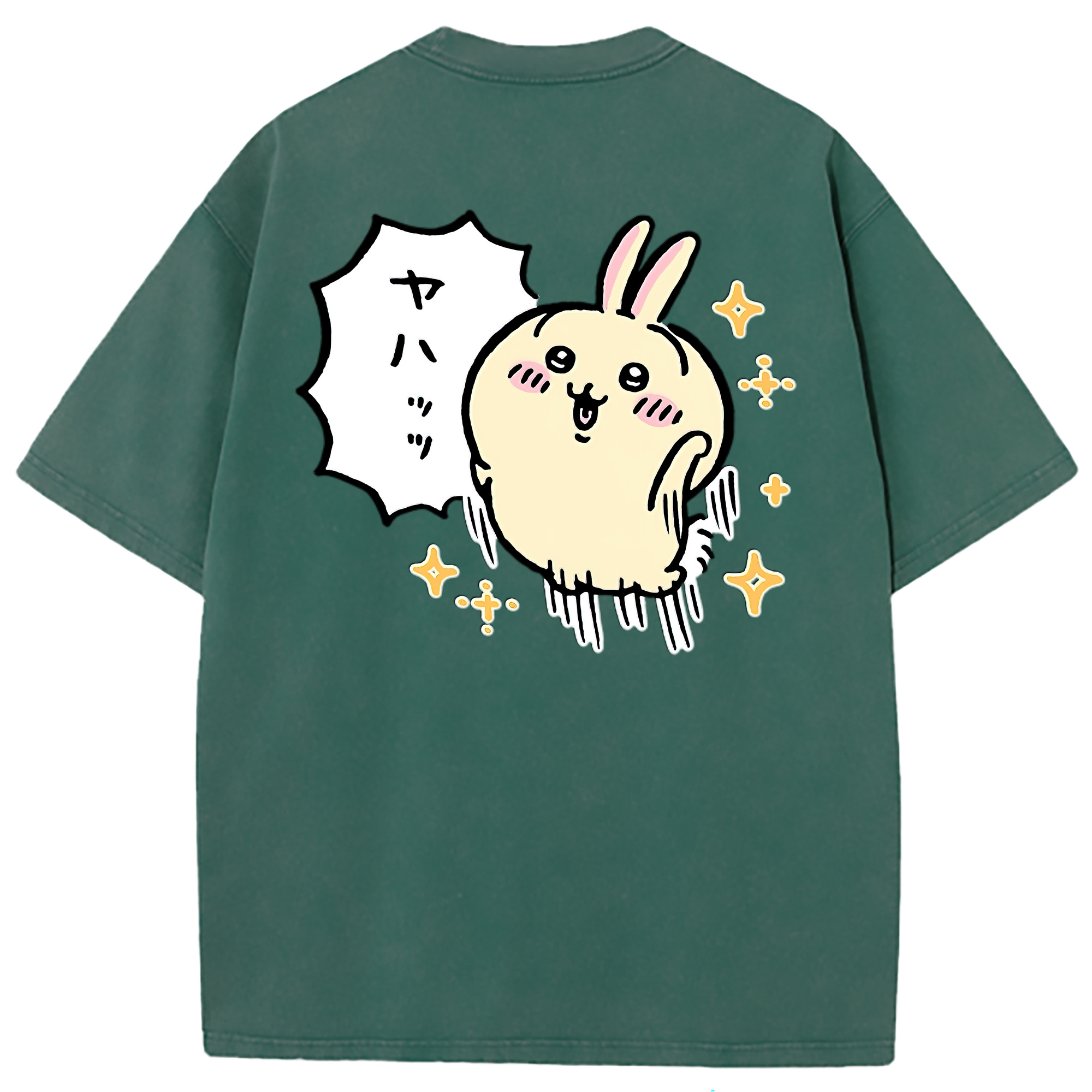 （画像用） ちいかわ うさぎ Chii-kawa usagi 綿100% ヴィンテージ風 半袖Tシャツ（背面プリント）
